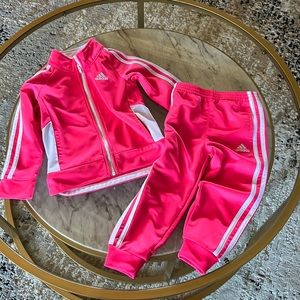 Adidas toddler girl joggers set 3t pink
